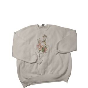 Vintage Hummingbird Print Sweatshirt 2X Made In The USA Cottage Grandmacore
